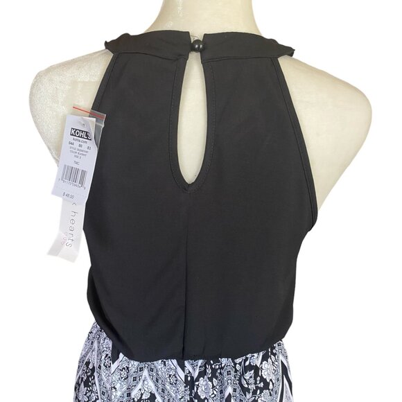 Three Pink Hearts women's black and white halter top sleeveless long maxi dress - Picture 6 of 12